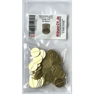 21mm grooved token, brass, profiled, 50 pieces