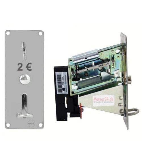 Beckmann coin validator, front panel 129mm x 52mm, photoelectric barrier Coin validator for 2 Euro