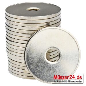 Wertmarke 24mm x 2,5mm, gelocht, vernickelt, VE=100