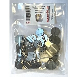 Wertmarke pd 25 (25mm x 2mm), profiliert, vernickelt, VE=100